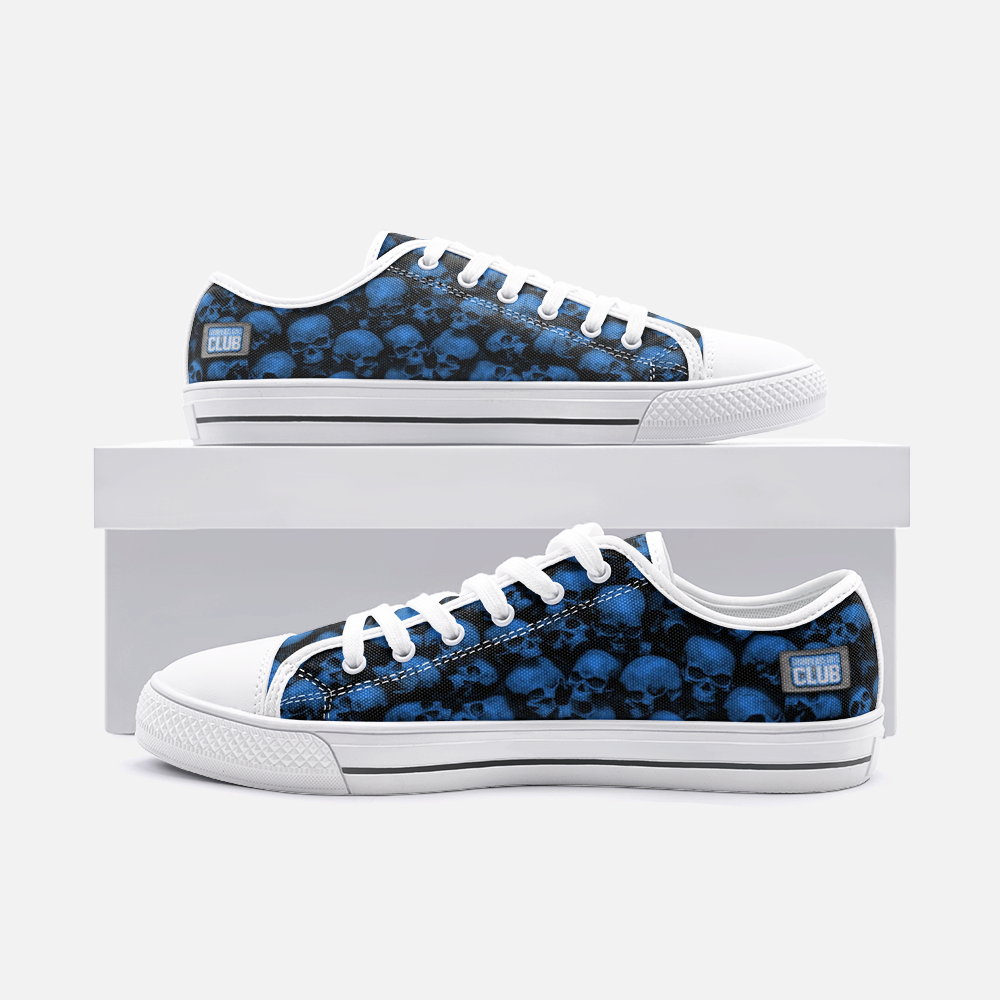 GRUMPY ASS GUYS CLUB BLUE SKULL Low Top Canvas Shoes