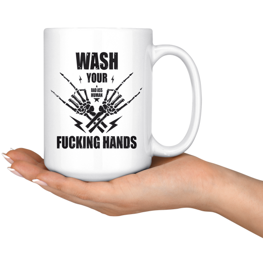 WASH YOUR ROCK HANDS MUG