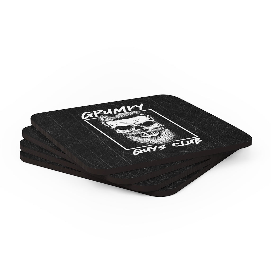 GRUMPY GUYS CLUB SKULL Corkwood Coaster Set