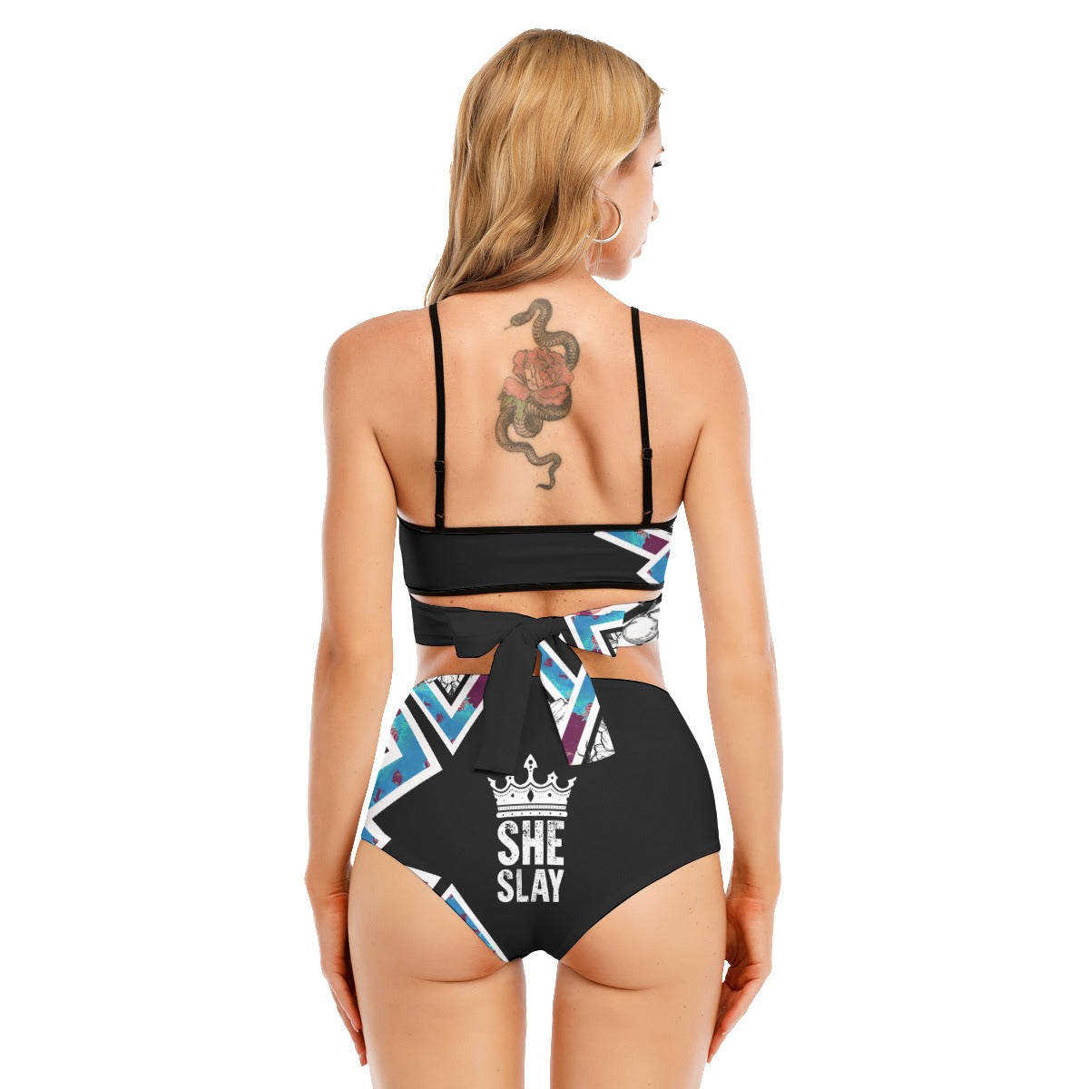 SHE SLAY Bikini Swimsuit With Cross Straps