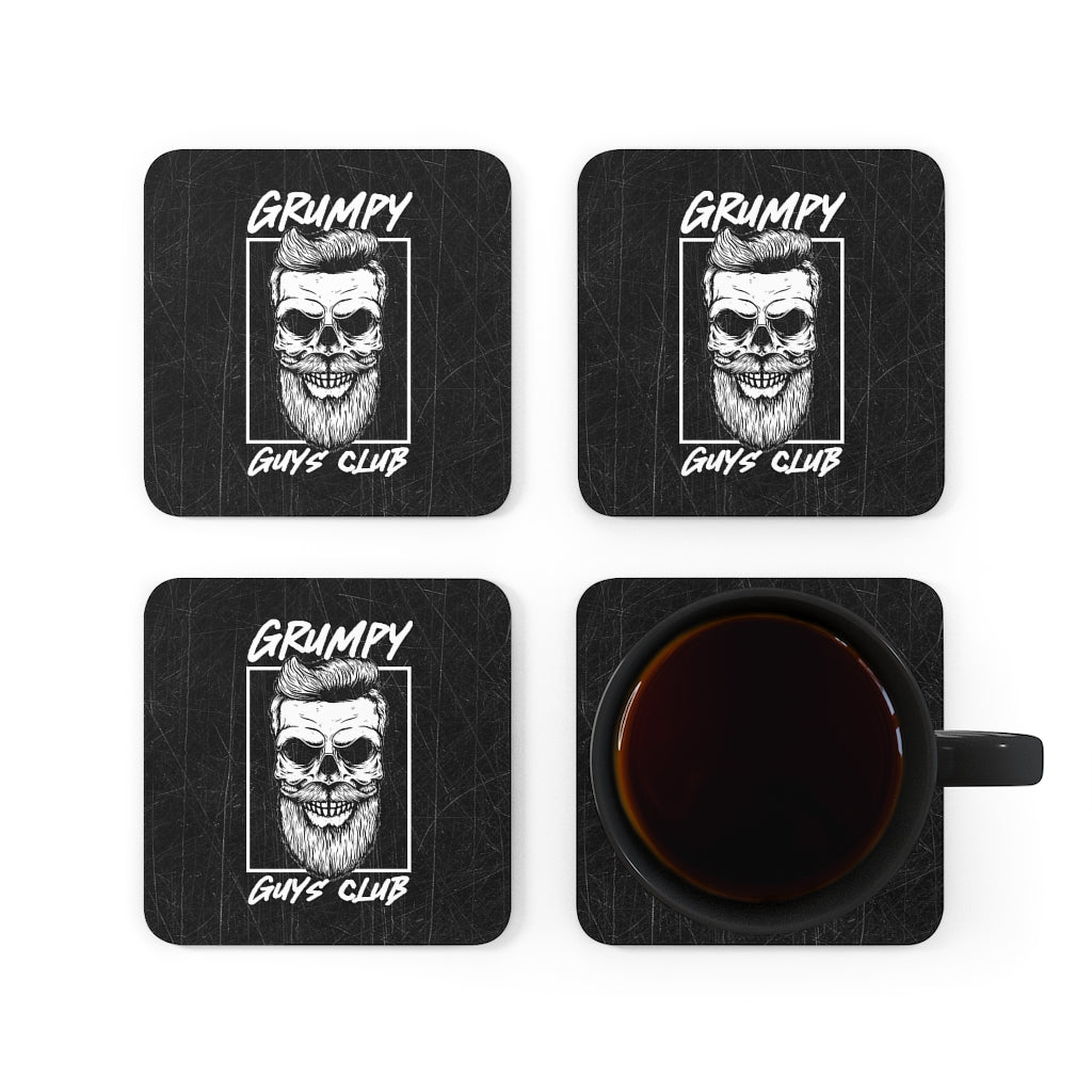 GRUMPY GUYS CLUB SKULL Corkwood Coaster Set