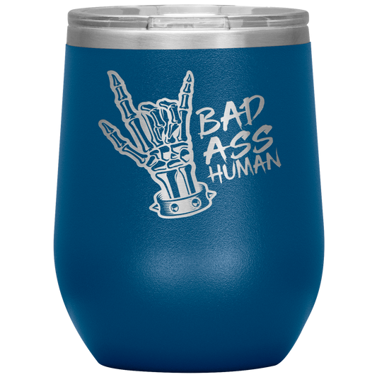 BAD ASS HUMAN SKULL ROCK WINE TUMBLER