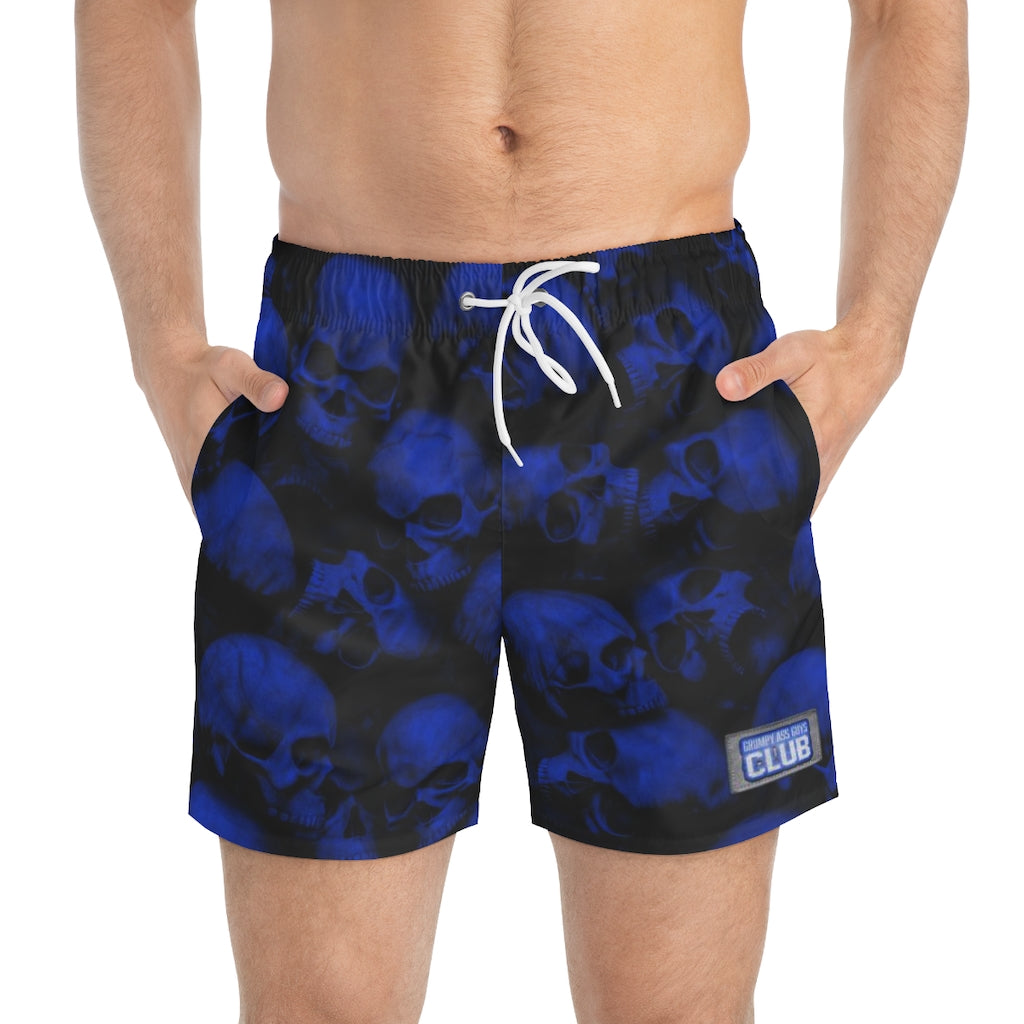 GRUMPY ASS GUYS CLUB BLUE SKULLS Swim Trunks
