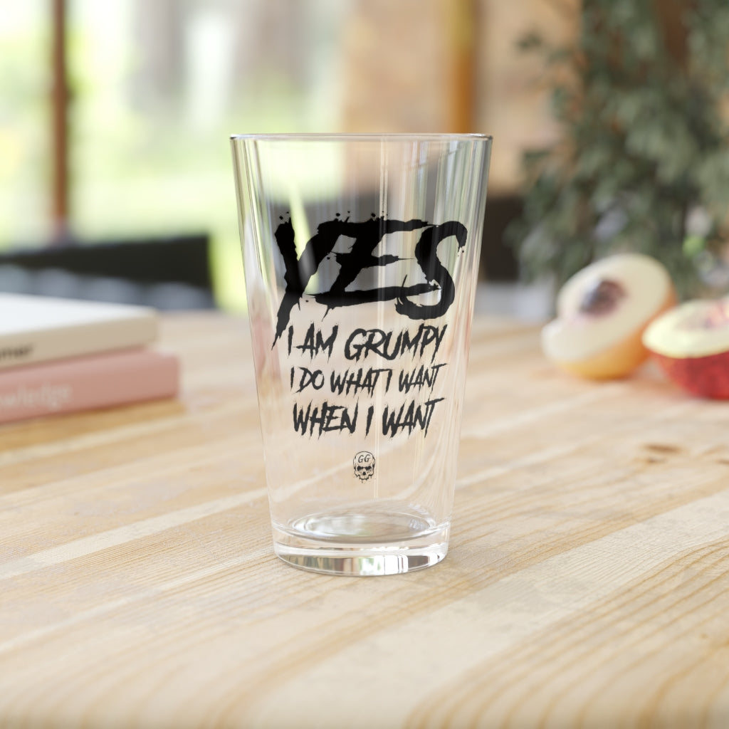 YES I AM GRUMPY PINT GLASS