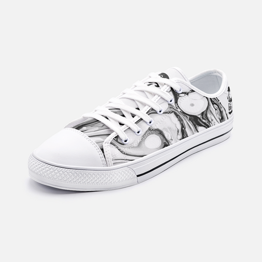 GRUMPY CREEPY SKULL Low Top Canvas Shoes