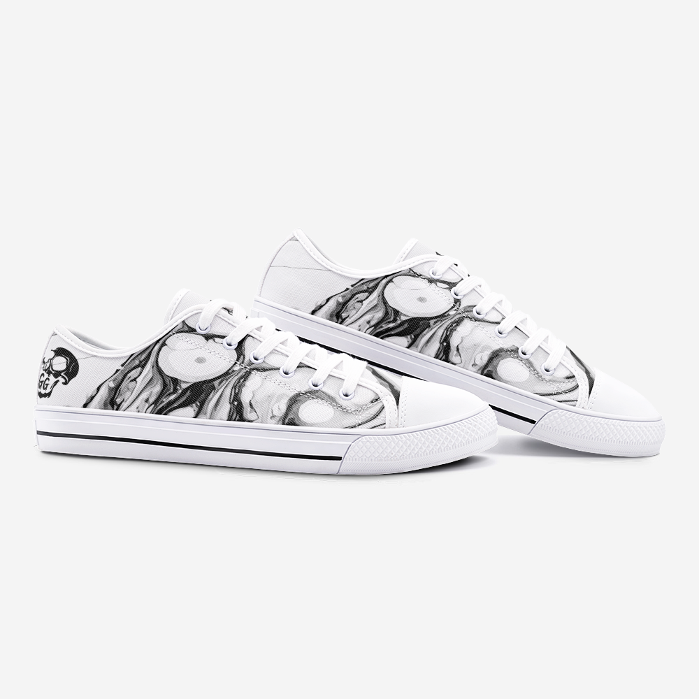 GRUMPY CREEPY SKULL Low Top Canvas Shoes
