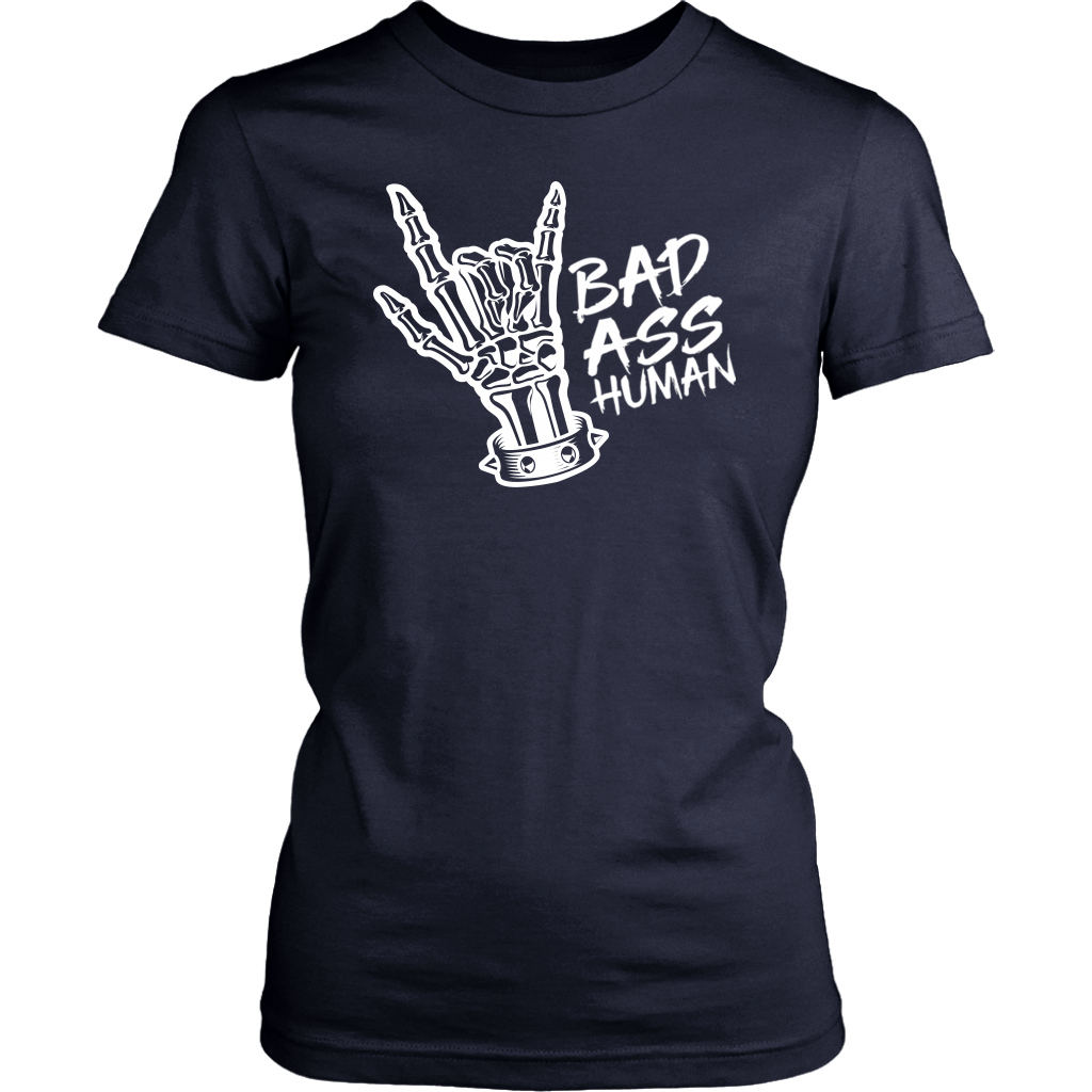 BAD ASS HUMAN SKULL HAND WOMENS TSHIRT