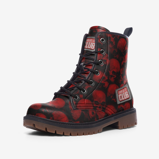 GRUMPY ASS GUYS CLUB RED SKULL Casual Leather Lightweight Boots