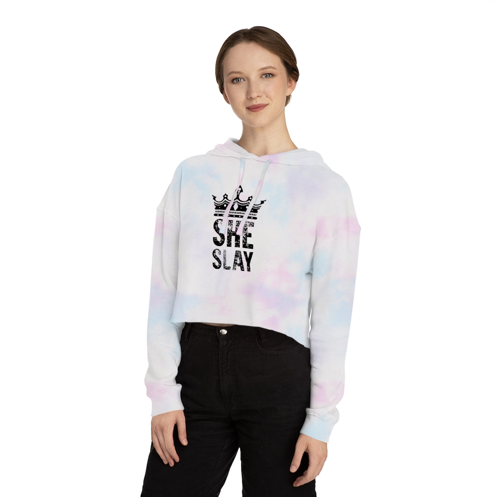 SHE SLAY Cropped Hooded Sweatshirt
