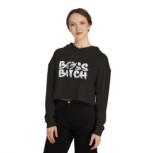 BOSS BITCH BULLET Cropped Hooded Sweatshirt