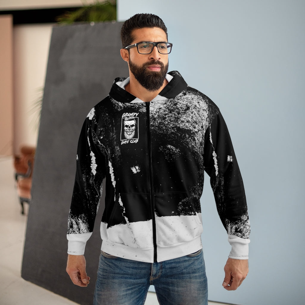GRUMPY GUYS CLUB SKULL STRIPE Zip Hoodie