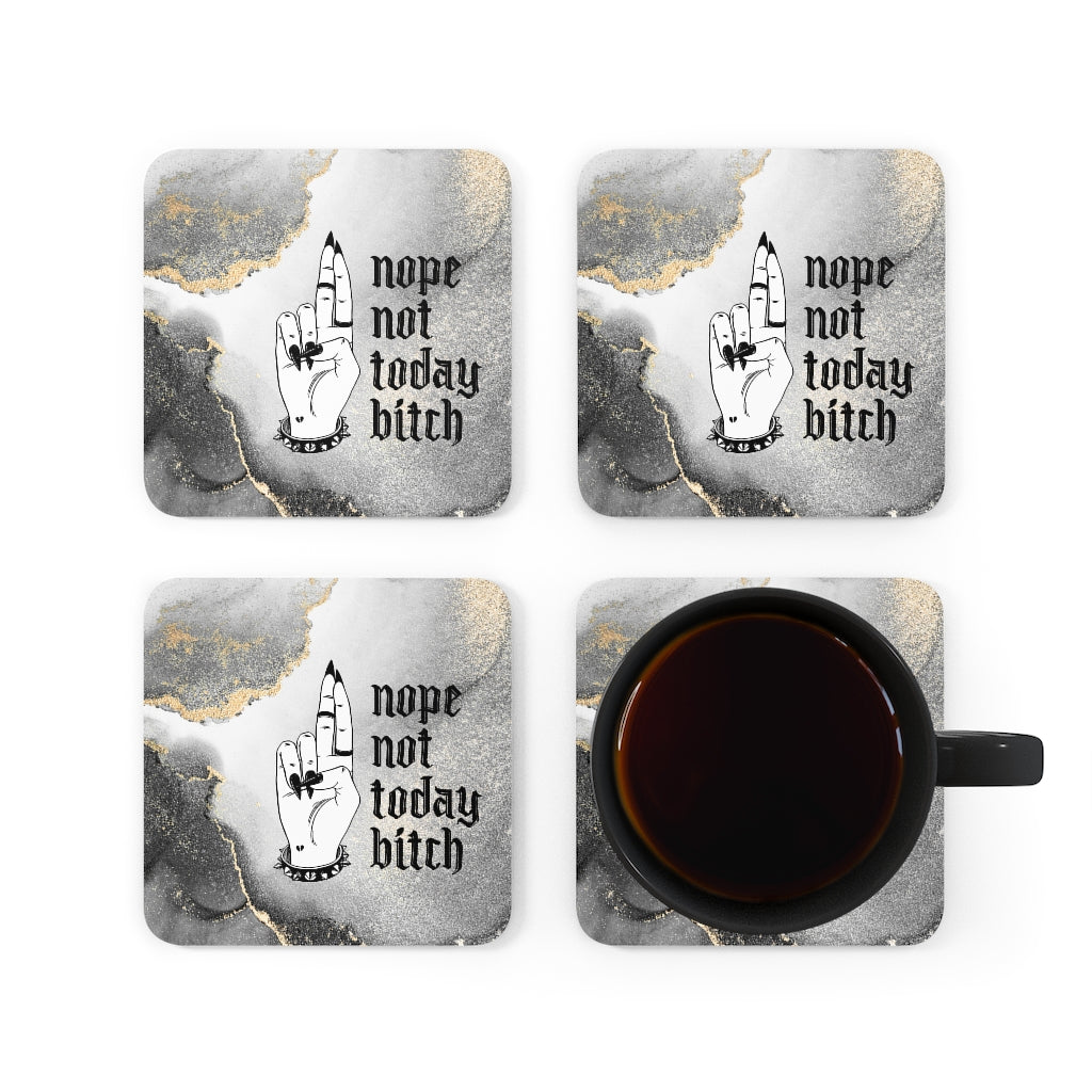 NOT TODAY BITCH Corkwood Coaster Set