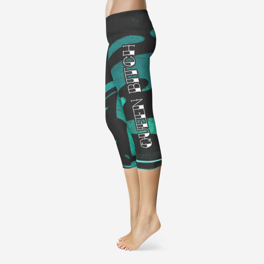 QUEEN BITCH TATTOO TITLE GRAFFITI Capri Leggings