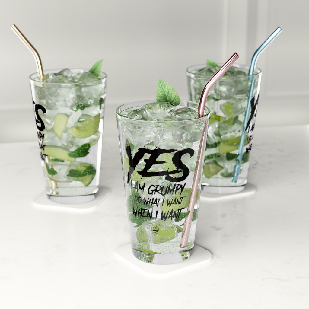 YES I AM GRUMPY PINT GLASS