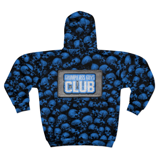 GRUMPY ASS GUYS CLUB BLUE SKULL Zip Hoodie