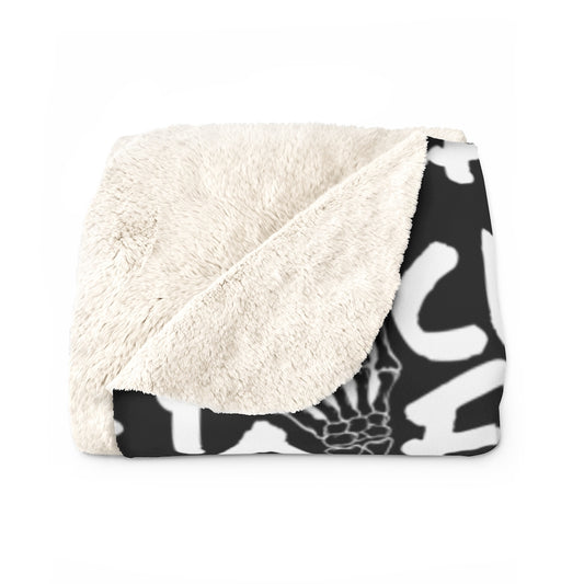 F*CK OFF BLACK Sherpa Fleece Blanket