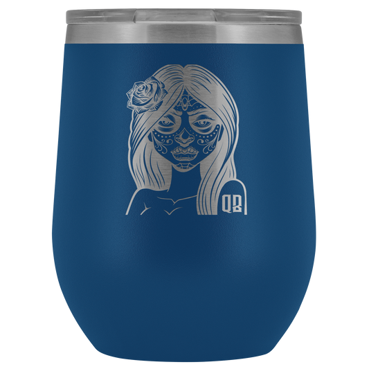 QB CLASSY DAY OF THE DEAD WINE TUMBLER