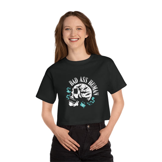 BAD ASS HUMAN SKULL Champion Women's Heritage Cropped T-Shirt