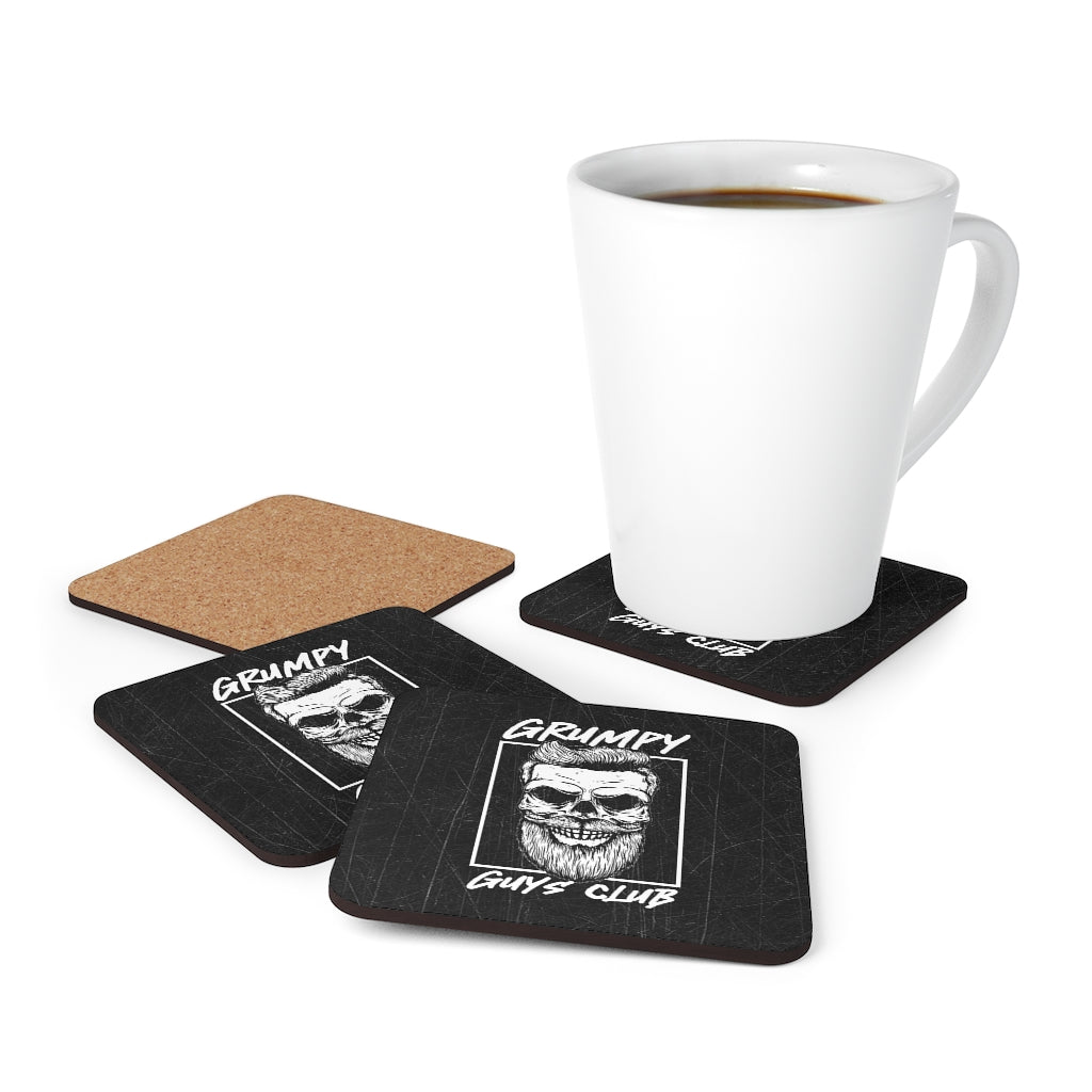 GRUMPY GUYS CLUB SKULL Corkwood Coaster Set