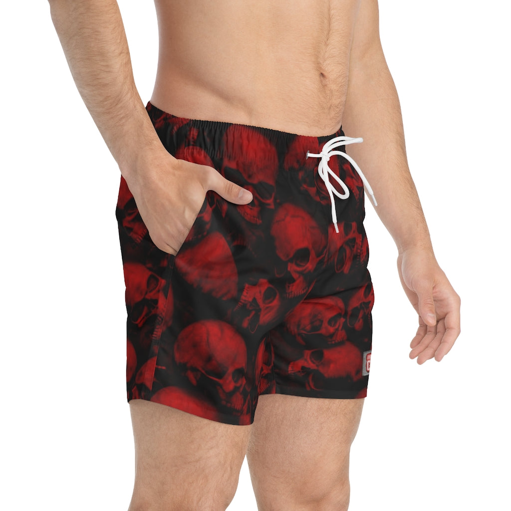GRUMPY ASS GUYS CLUB RED SKULLS Swim Trunks
