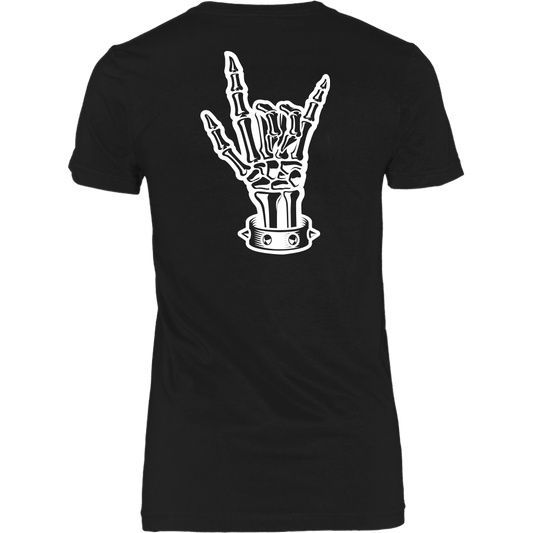 BAD ASS HUMAN SKULL ROCK WOMENS TSHIRT