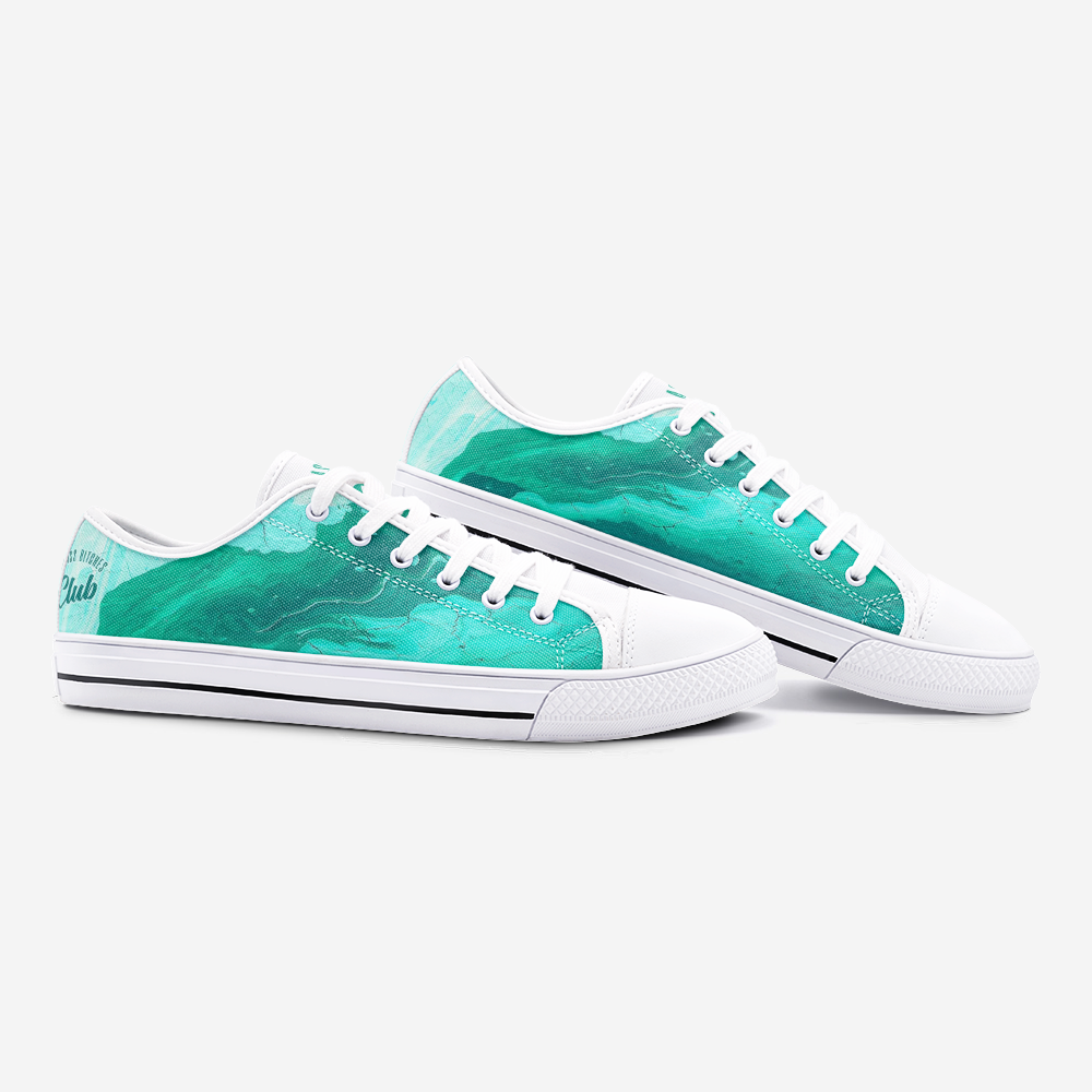 BAD ASS BITCHES CLUB TEAL Low Top Canvas Shoes