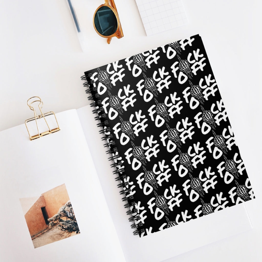 F*CK OFF BLACK Spiral Notebook - Ruled Line