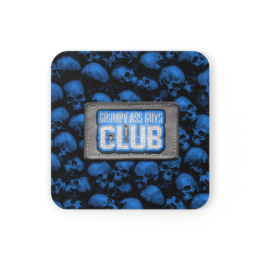 GRUMPY ASS GUYS CLUB BLUE SKULL Corkwood Coaster Set