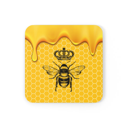 QB CLASSY QUEEN BEE Corkwood Coaster Set