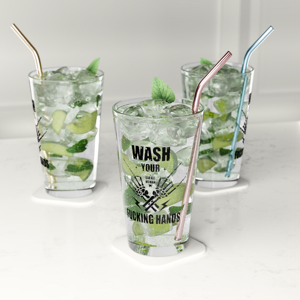 WASH YOUR ROCK HANDS PINT GLASS