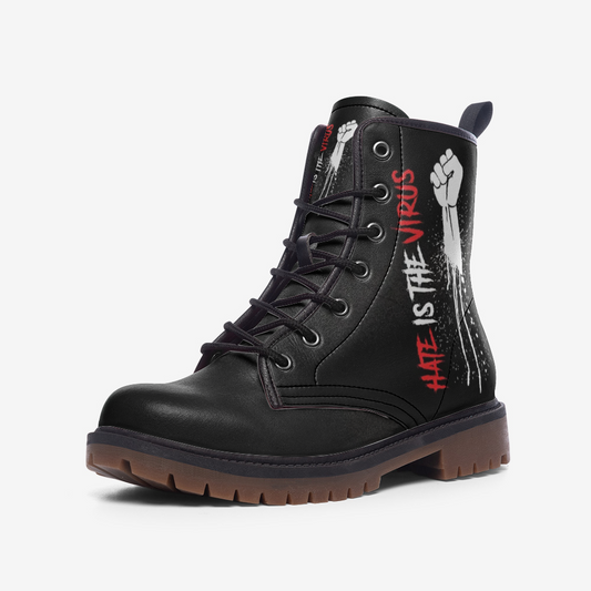 HATE IS THE VIRUS DRIP Casual Leather Lightweight Boots