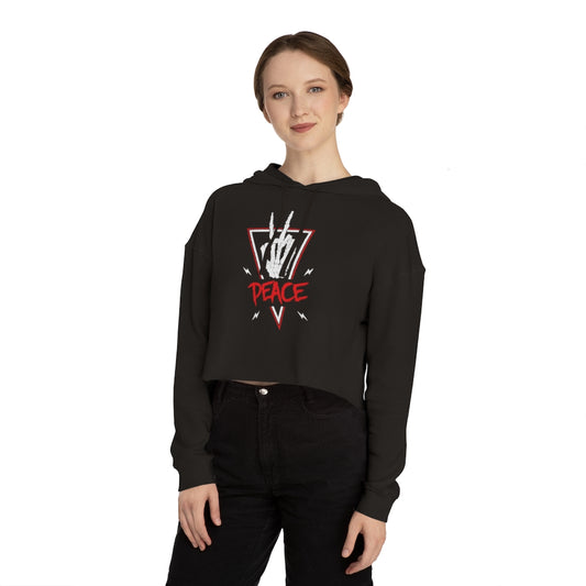 PEACE OUT Cropped Hooded Sweatshirt