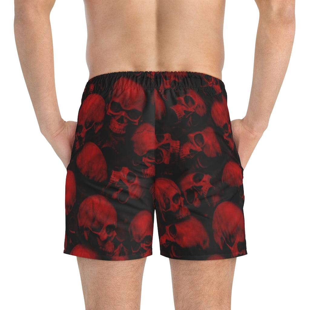 GRUMPY ASS GUYS CLUB RED SKULLS Swim Trunks