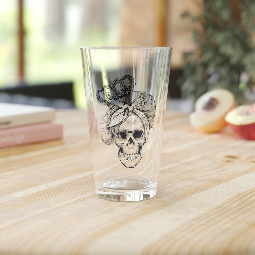 LONG LIVE THE QUEEN SKULL PINT GLASS