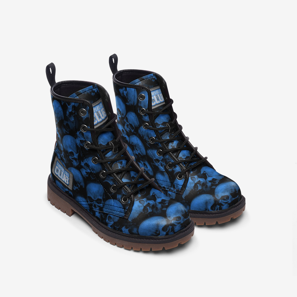 GRUMPY ASS GUYS CLUB BLUE SKULL Casual Leather Lightweight Boots