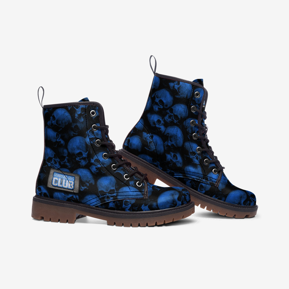 GRUMPY ASS GUYS CLUB BLUE SKULL Casual Leather Lightweight Boots