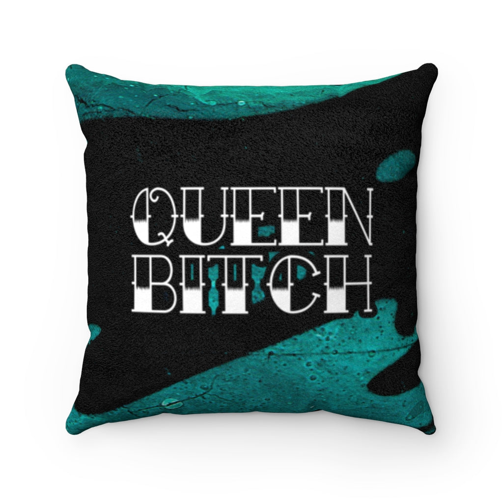 QUEEN BITCH TATTOO GRAFFITI Faux Suede Square Pillow