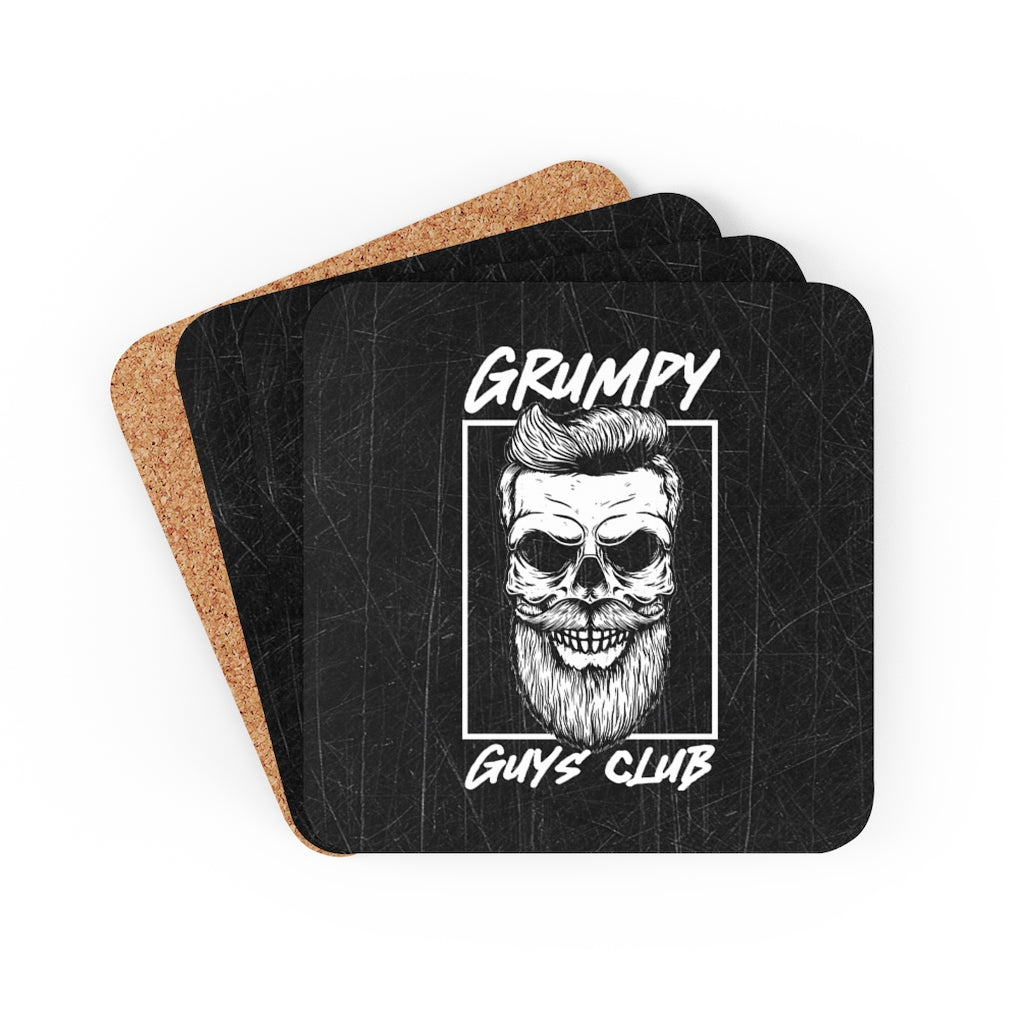 GRUMPY GUYS CLUB SKULL Corkwood Coaster Set