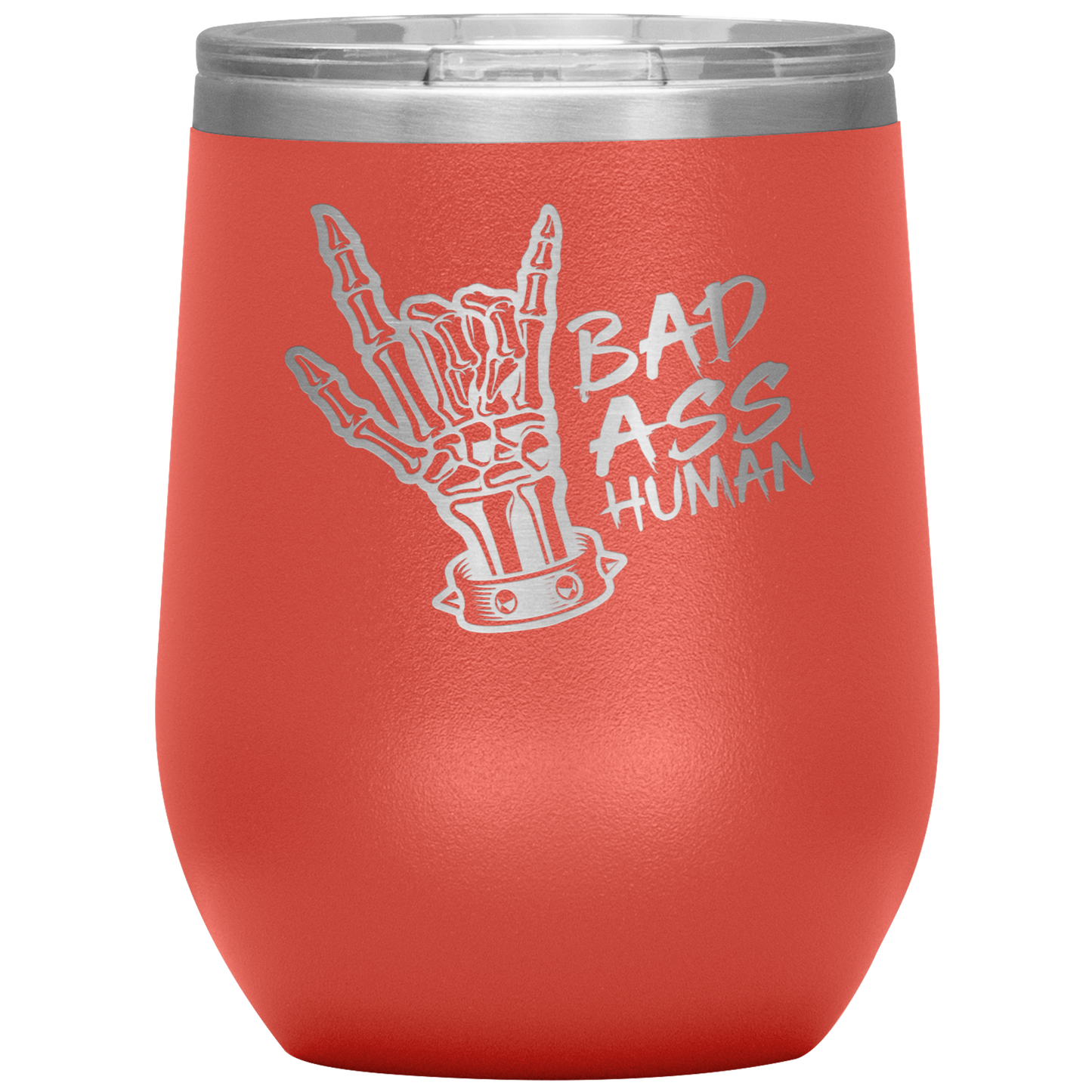 BAD ASS HUMAN SKULL ROCK WINE TUMBLER