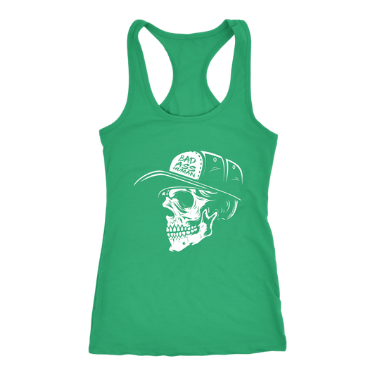 BAD ASS HUMAN SKULLCAP WOMENS RACERBACK TANK