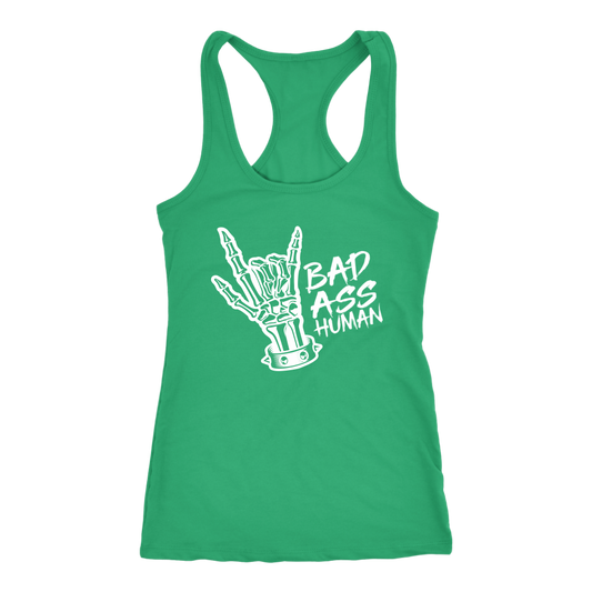 BAD ASS HUMAN SKULL HAND RACERBACK TANK