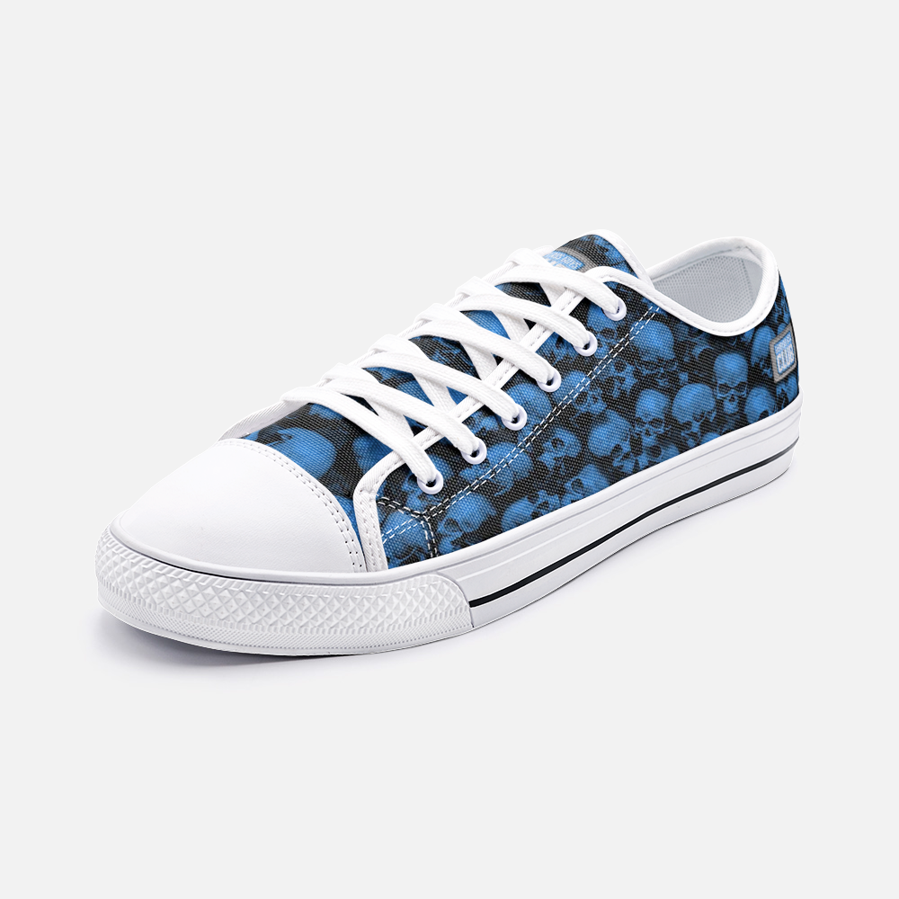 GRUMPY ASS GUYS CLUB BLUE SKULL Low Top Canvas Shoes