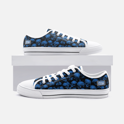 GRUMPY ASS GUYS CLUB BLUE SKULL Low Top Canvas Shoes