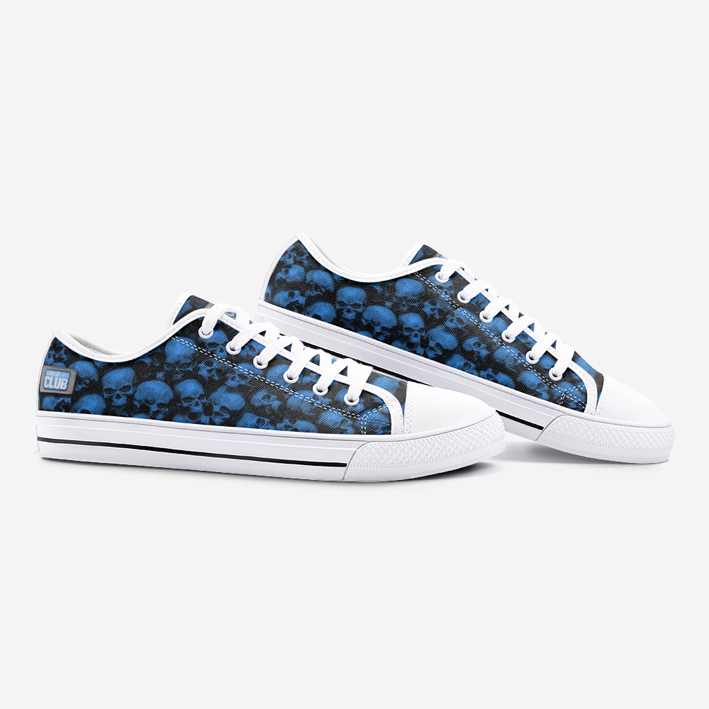 GRUMPY ASS GUYS CLUB BLUE SKULL Low Top Canvas Shoes