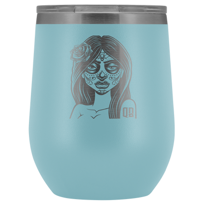 QB CLASSY DAY OF THE DEAD WINE TUMBLER