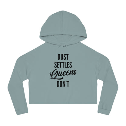 QUEENS DON'T SETTLE Cropped Hooded Sweatshirt