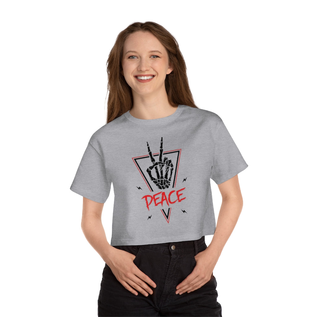 PEACE OUT Champion Women's Heritage Cropped T-Shirt