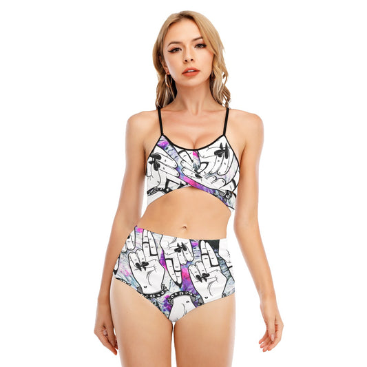 NOPE NOT TODAY BITCH Bikini Swimsuit With Cross Straps