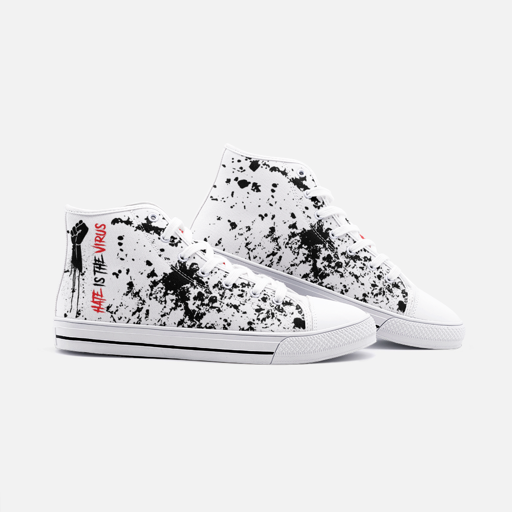 HATE IS THE VIRUS DRIP High Top Canvas Shoes