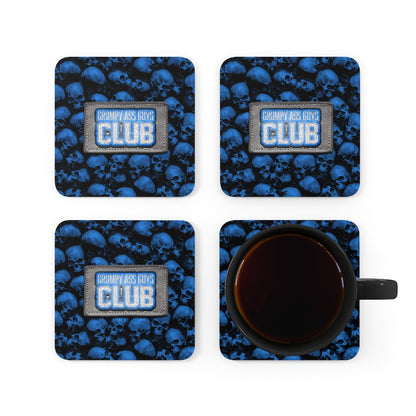 GRUMPY ASS GUYS CLUB BLUE SKULL Corkwood Coaster Set
